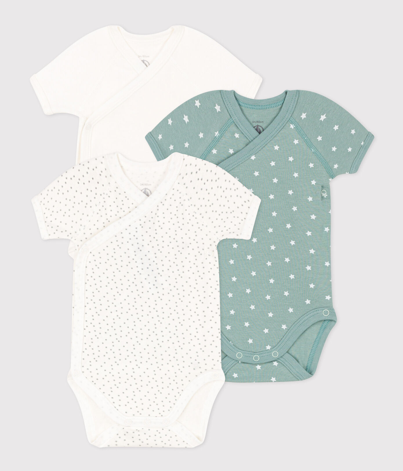 LOT DE 3 BODIES MANCHES COURTES BB EN COTON