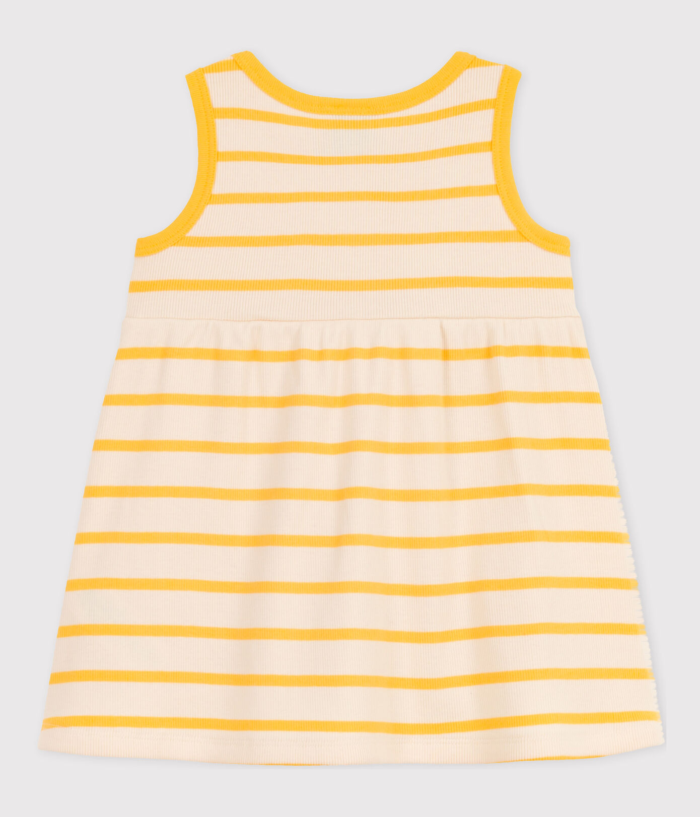 Robe sans manche bébé en maille ctelée rayée