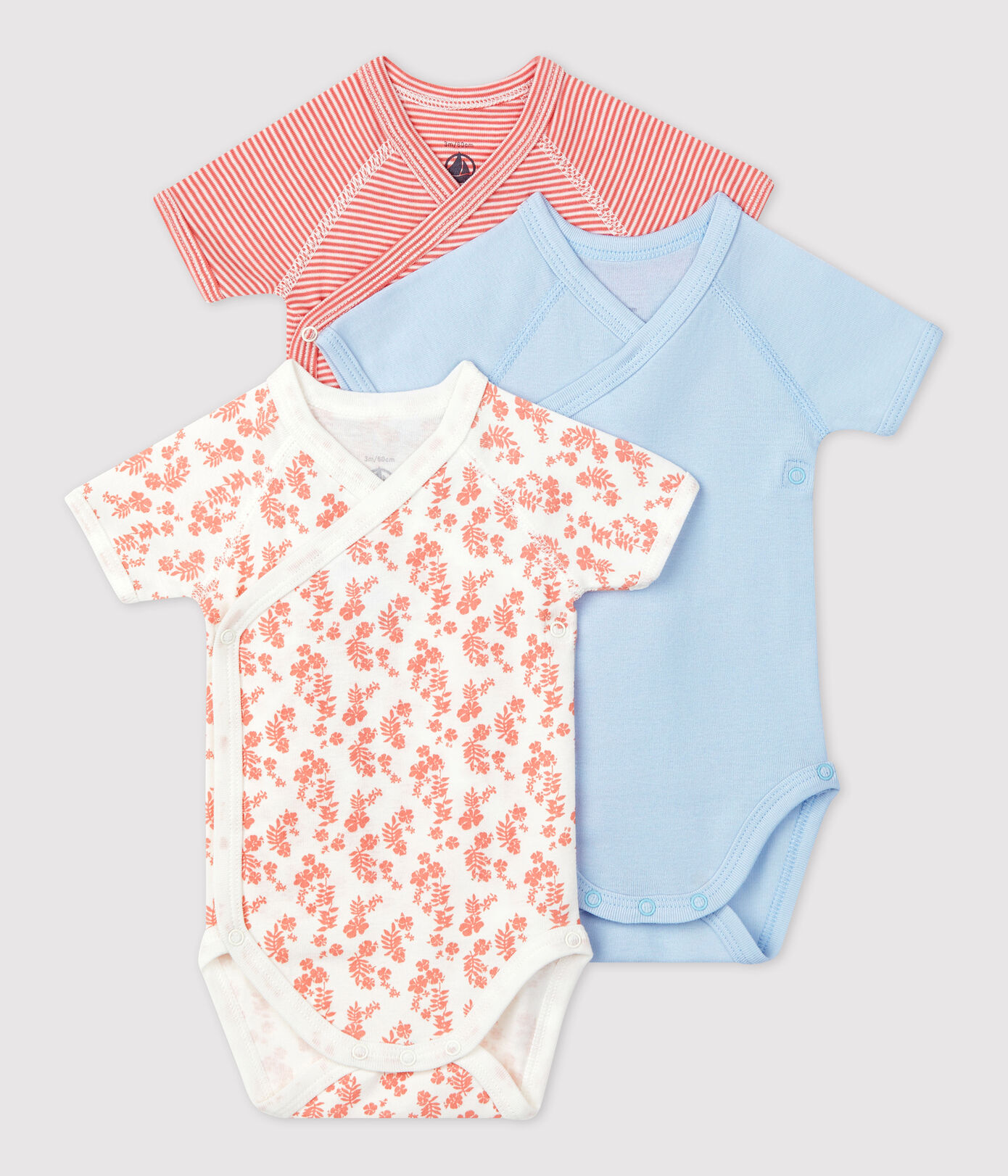 Lot de 3 bodies bébé en coton biologique