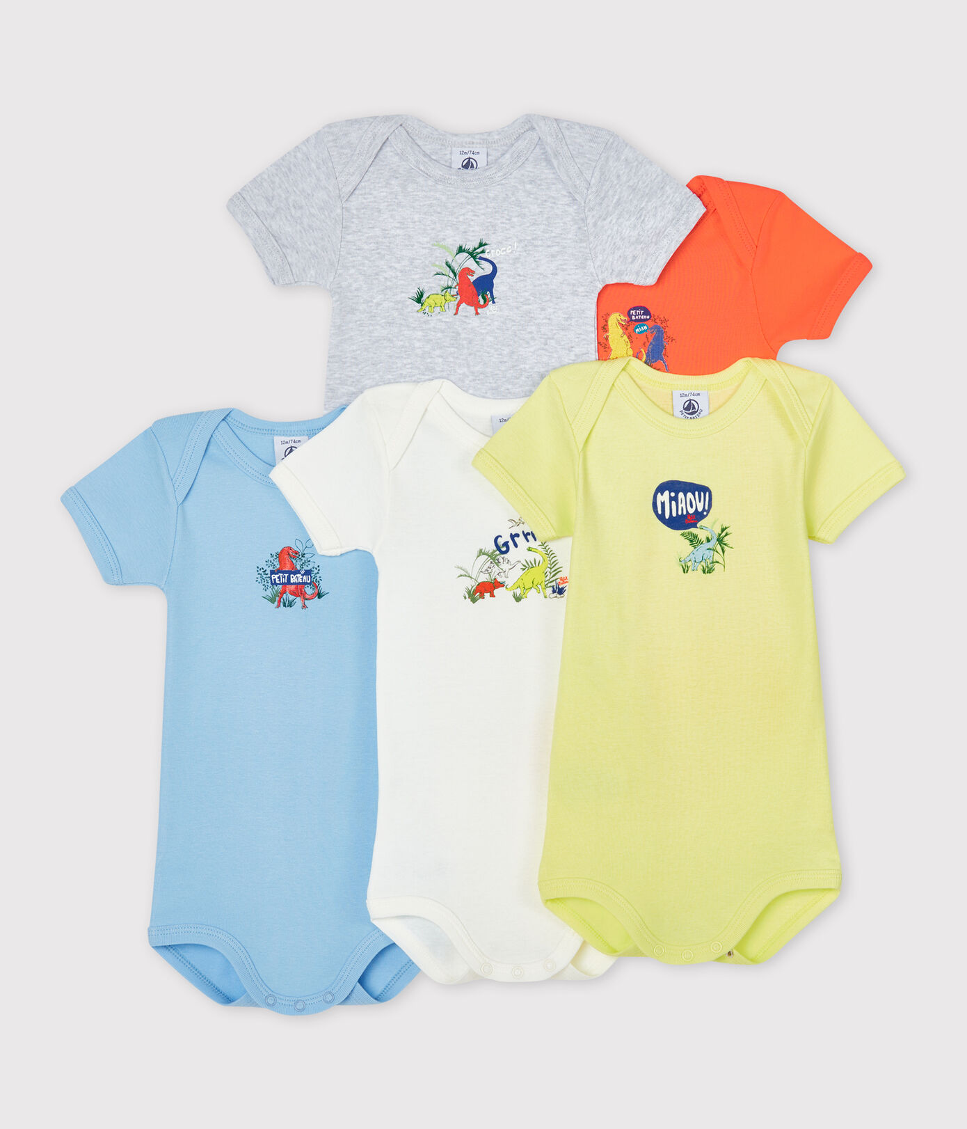 Lot de 5 bodies manches courtes bébé garon
