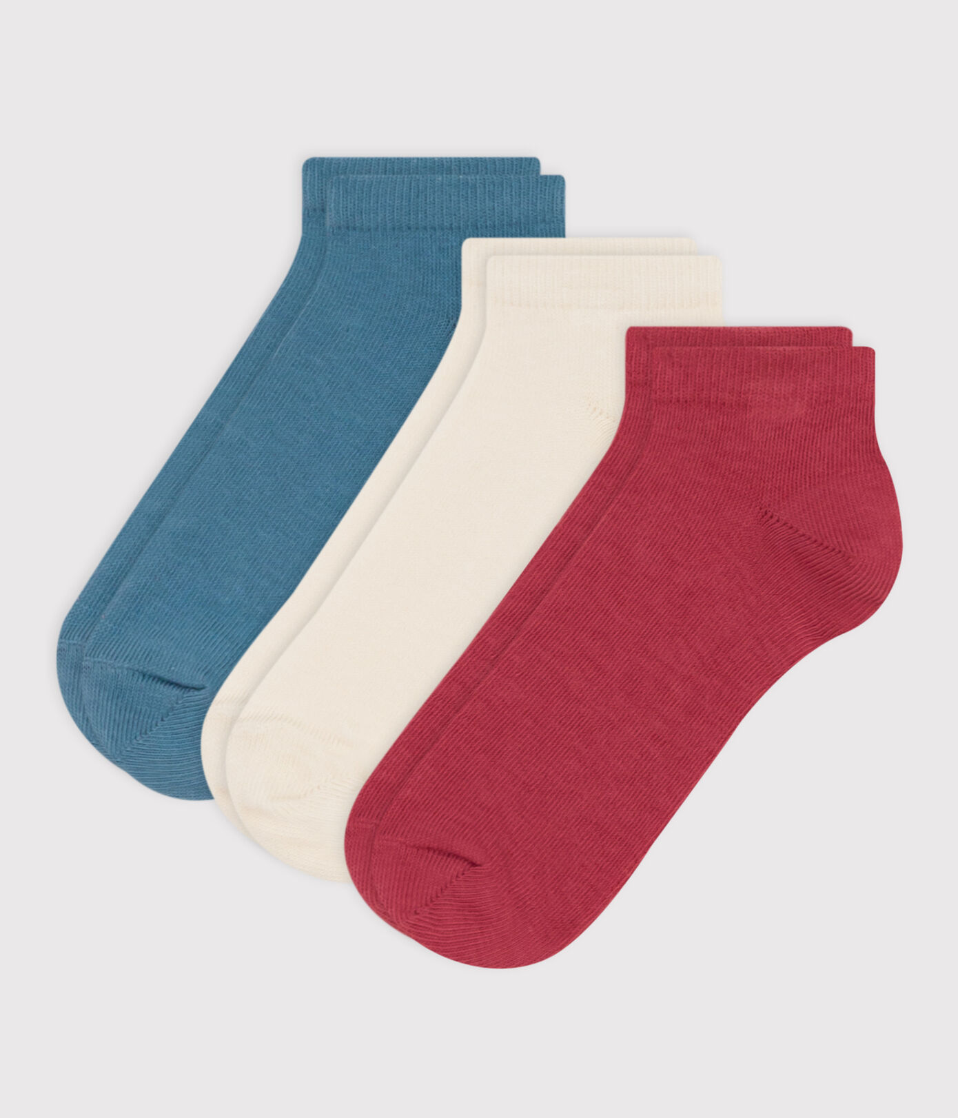Lot de 3 paires de chaussettes unies en jersey de coton enfants