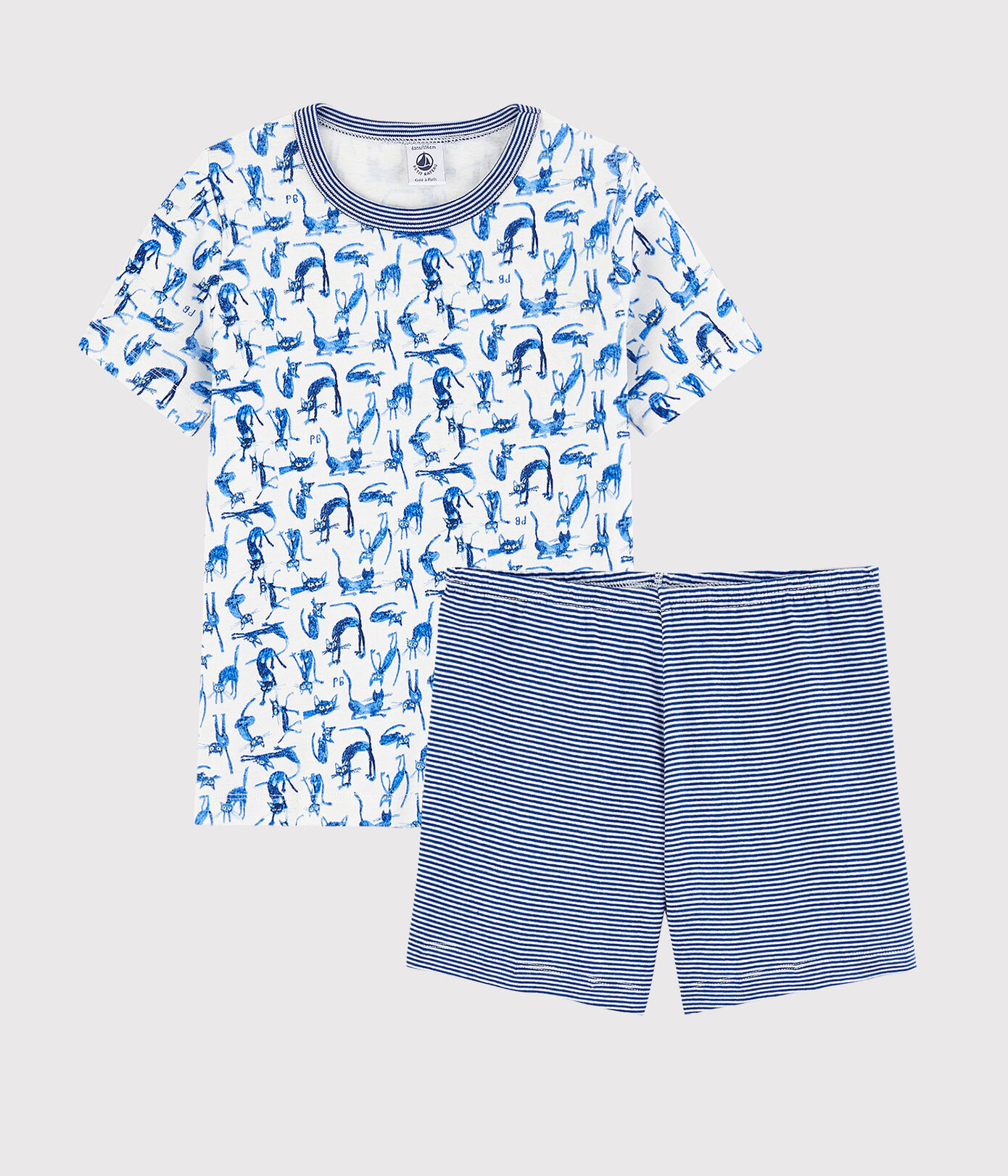 Pyjacourt imprimé chat petit garon en coton