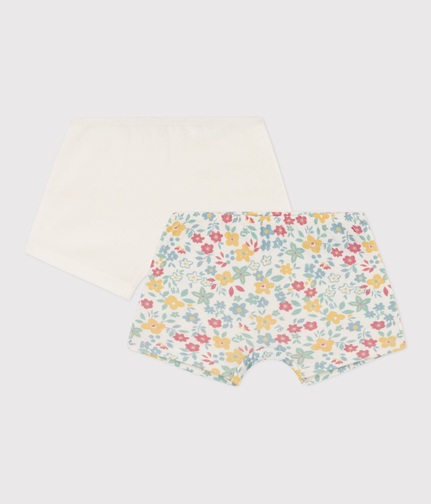Lot de 2 shorties fleurs en coton petite fille