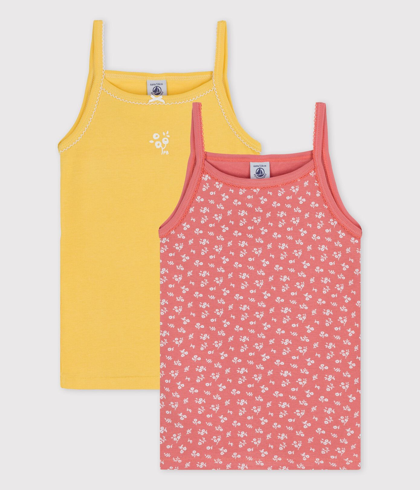 Lot de 2 chemises à bretelles fleuri petite fille en coton