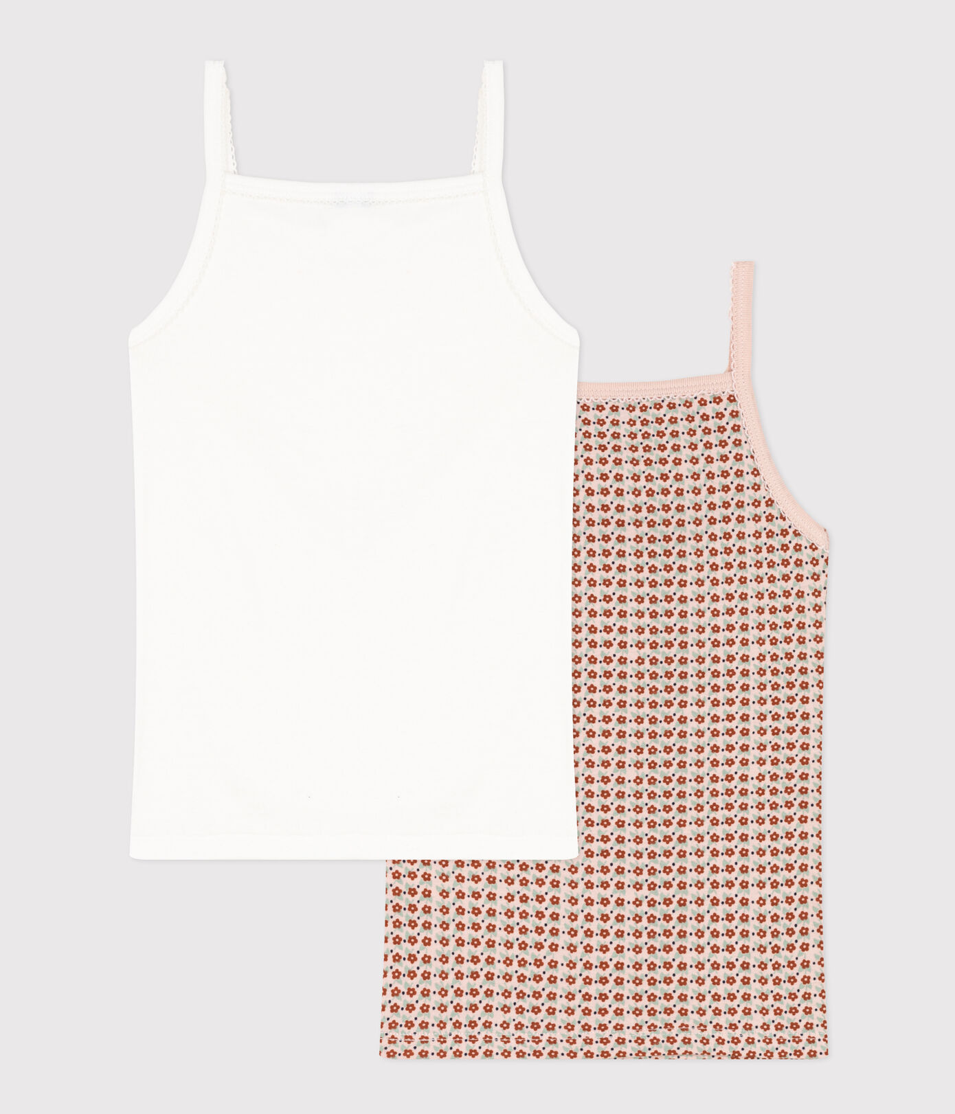 Lot de 2 chemises à bretelles fleur en coton petite fille