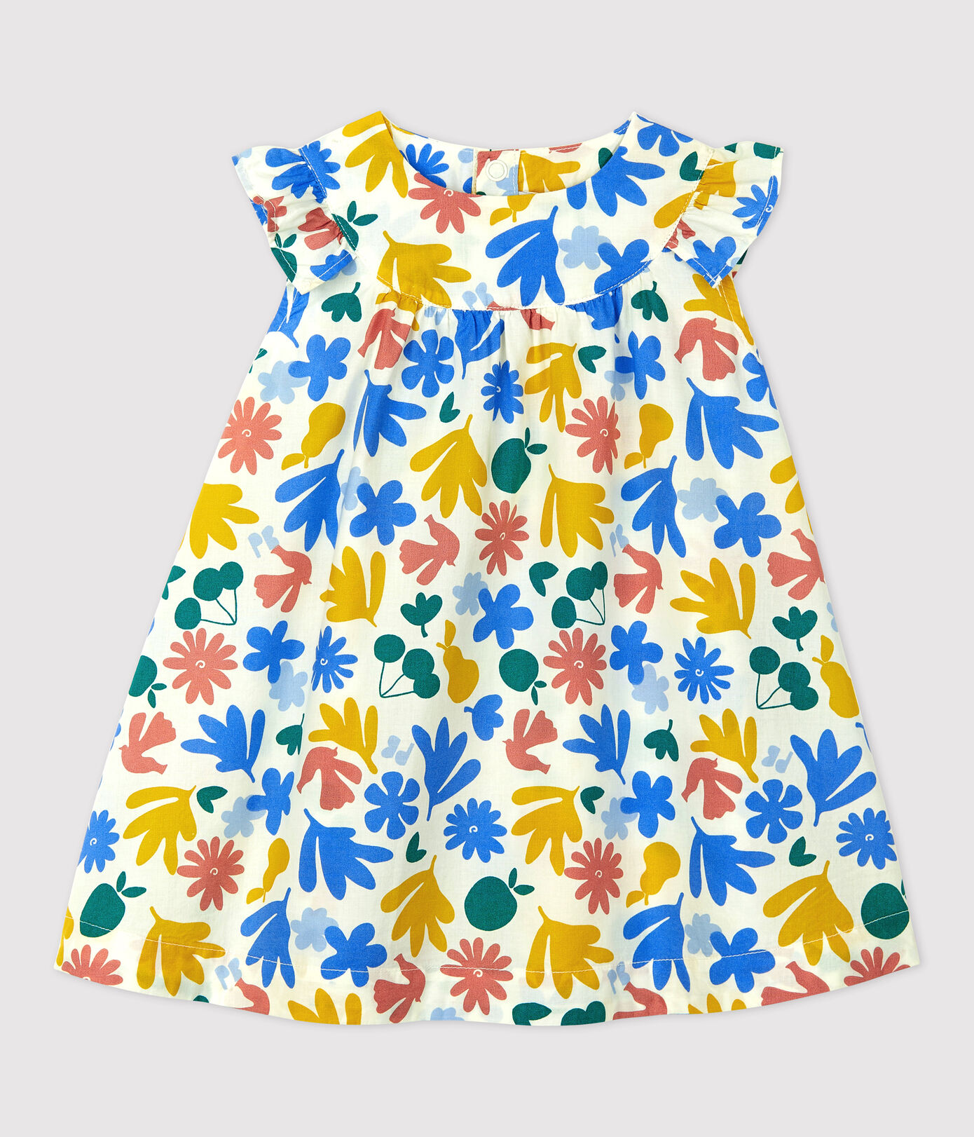Robe manches courtes imprimée fleuri en popeline bébé