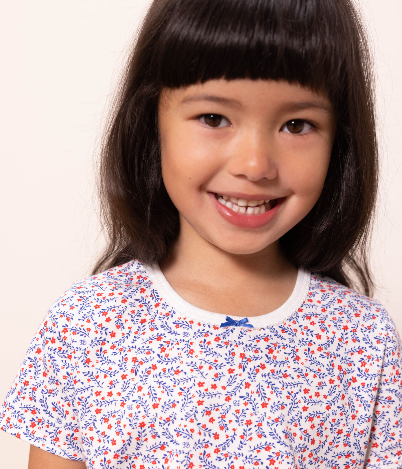 Pyjacourt fleurs en coton petite fille