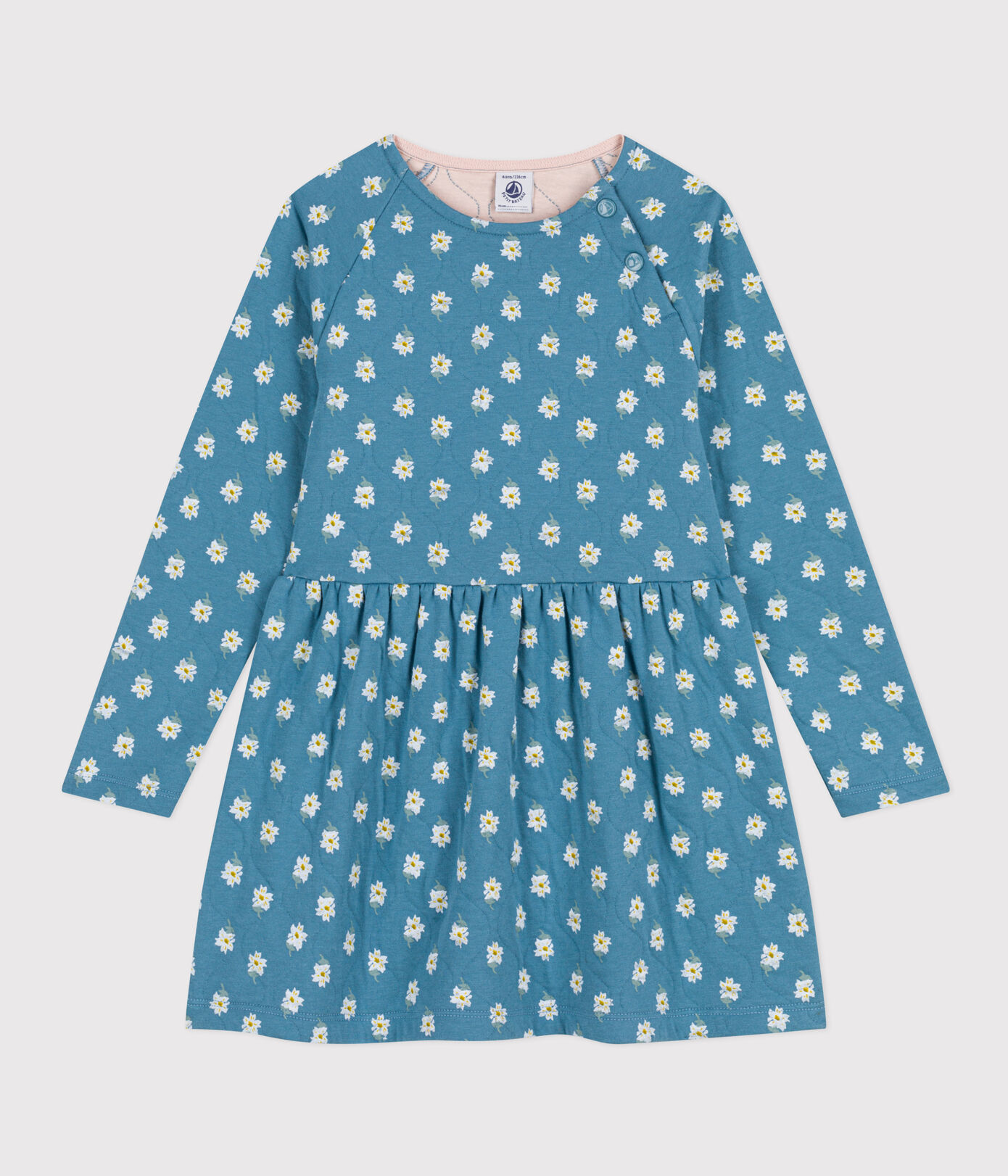 Robe fleurie manches longues en tubique enfant fille