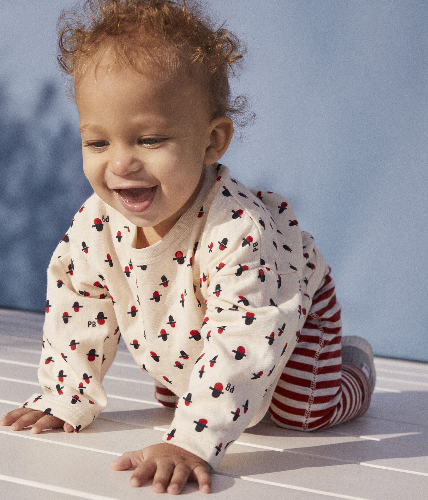 Tee-shirt manches longues bébé imprimé en tubique