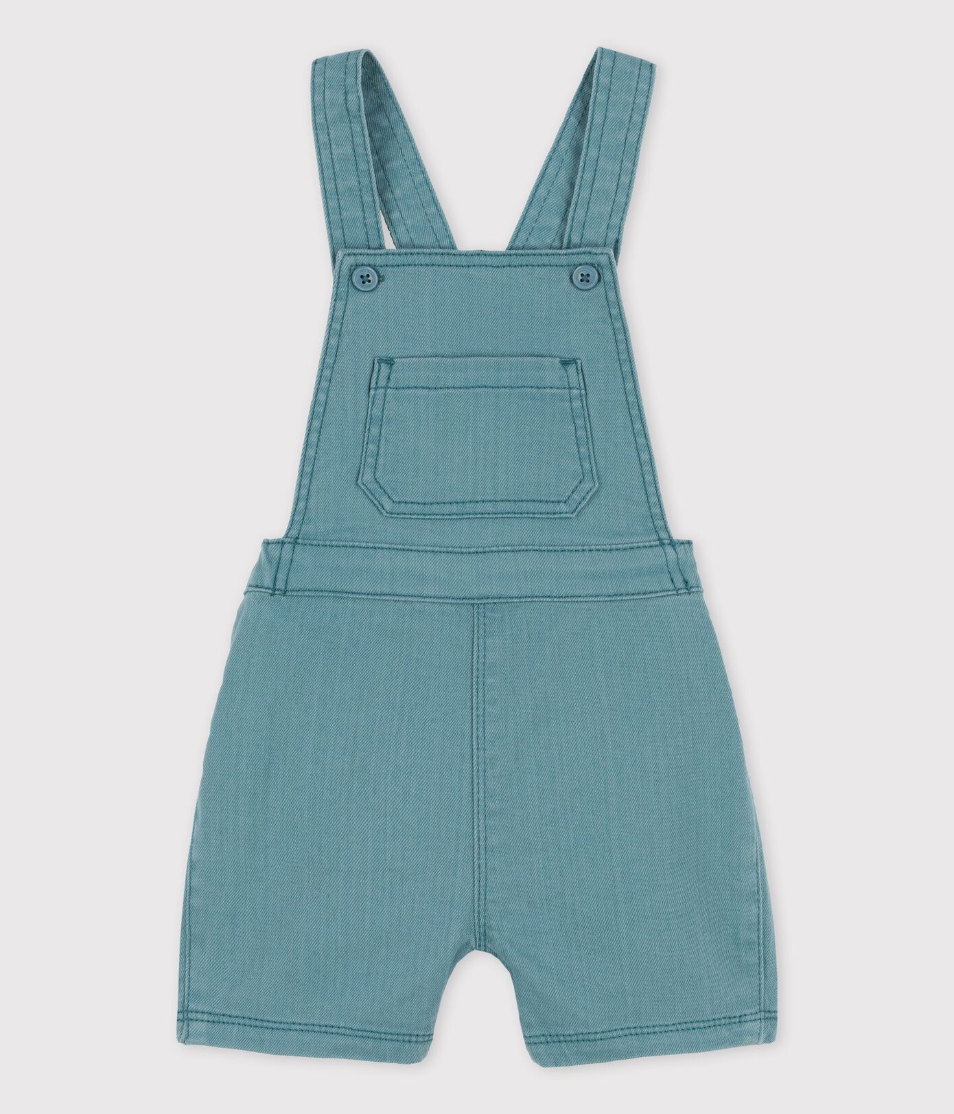 Salopette courte en denim coloré bébé