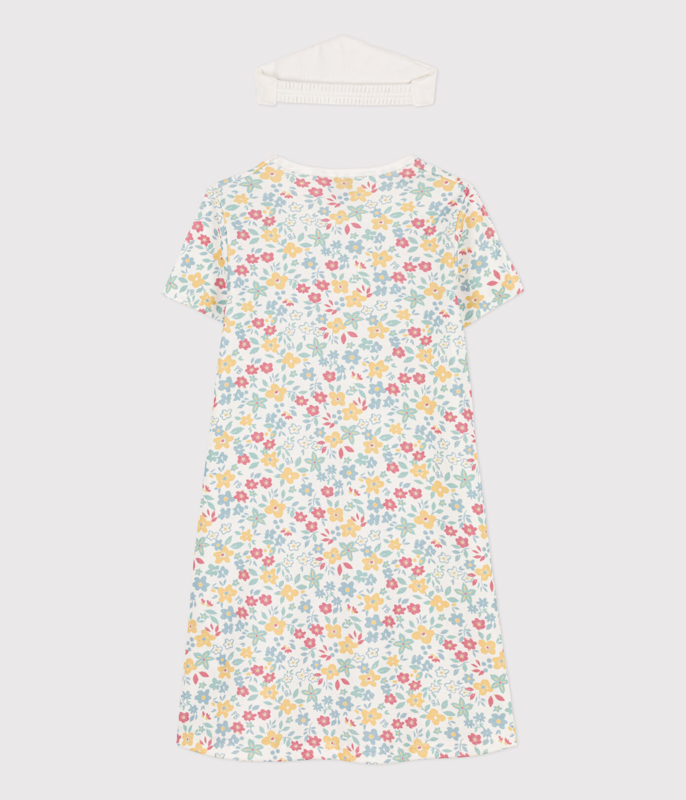 Chemise de nuit fleurs avec couronne en coton petite fille