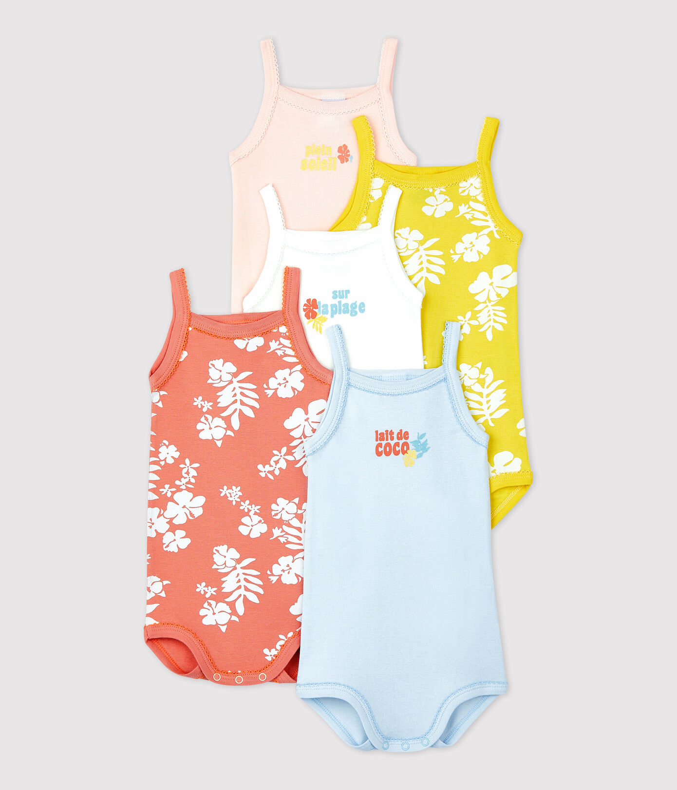 Lot de 5 bodies hawa bretelles bébé en coton