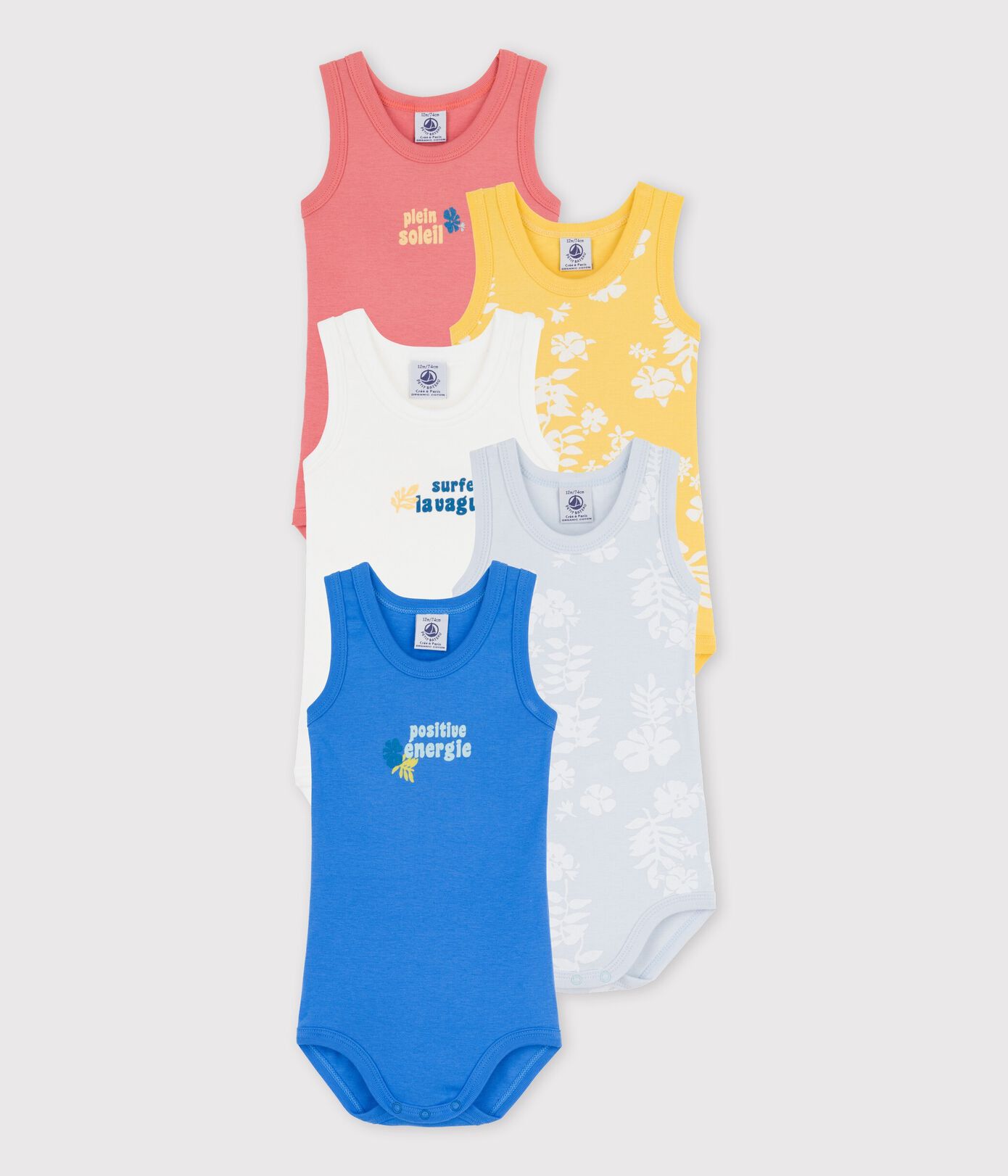 Lot de 5 bodies hawa sans manches en coton