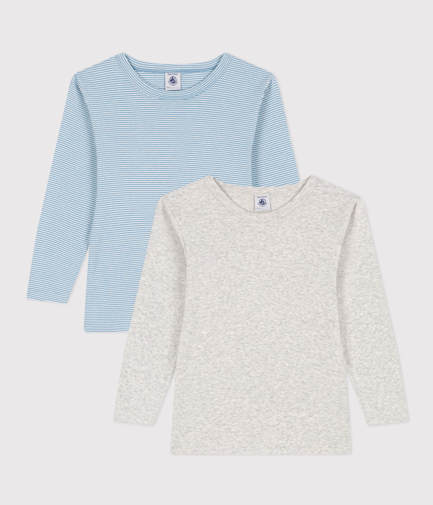 Lot de 2 tee shirts manches longues en coton petit garon