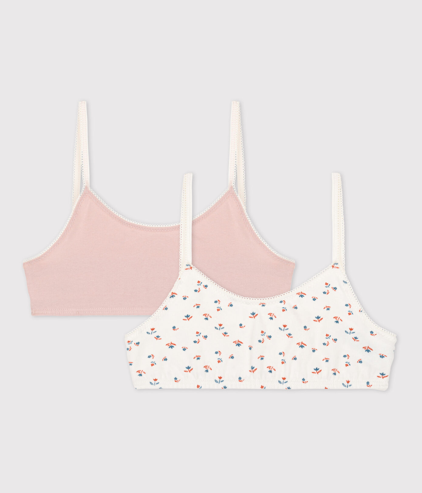 Lot de 2 brassières fleur en coton et élasthanne
