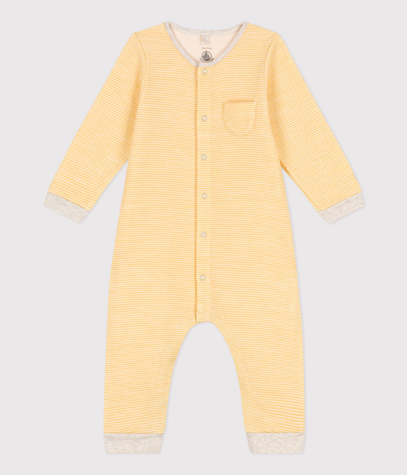 Combinaison longue rayée bébé en laine et coton biologique