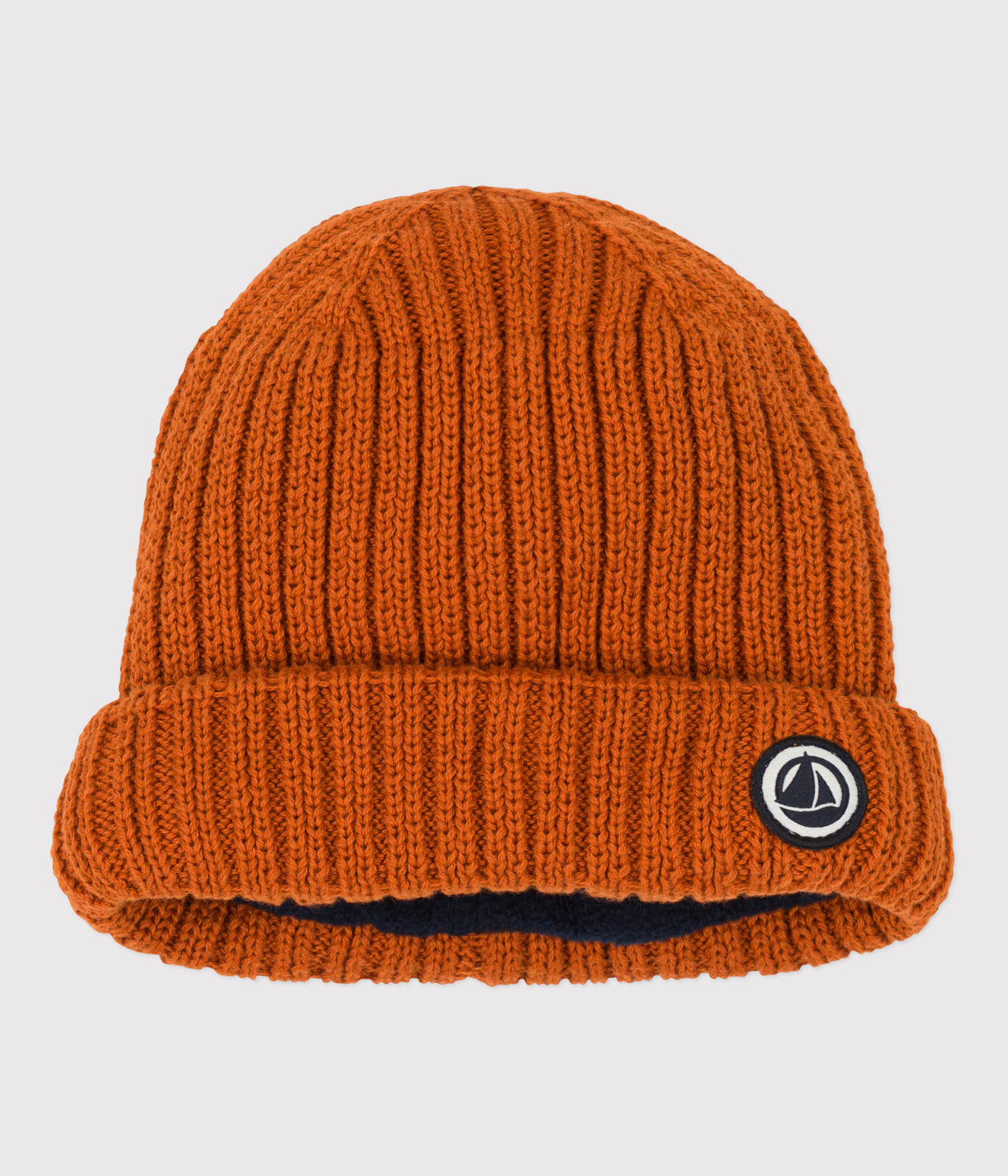 Bonnet bébé en tricot doublé en polaire recyclée