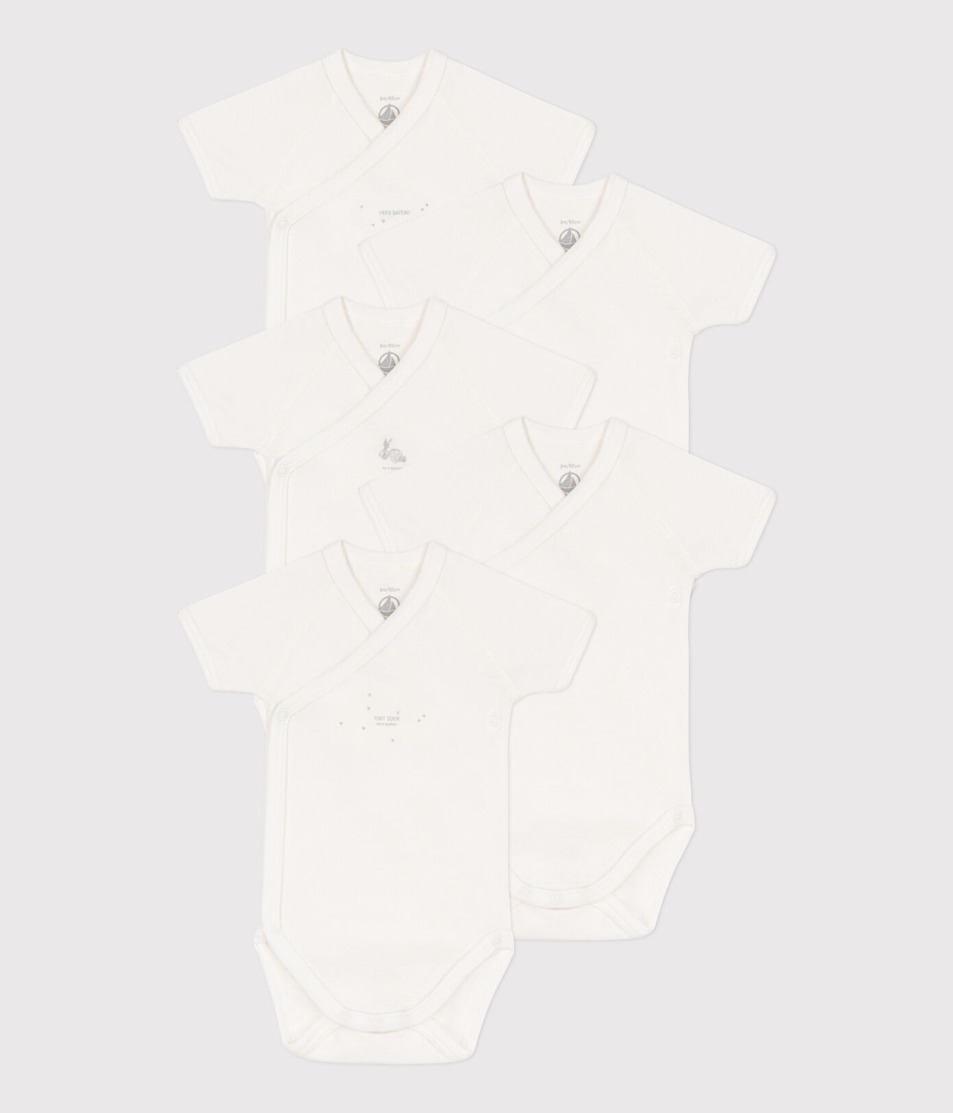 Lot de 5 bodies croisés manches courtes en coton