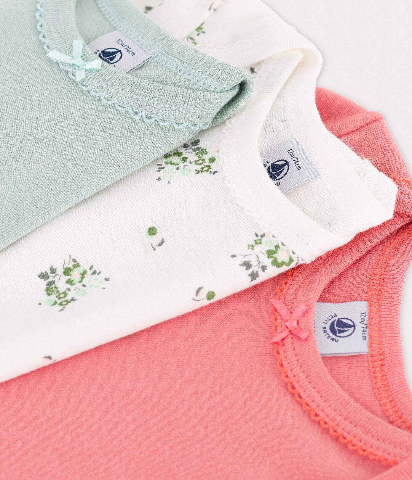 Lot de 3 bodies manches courtes en coton et lin