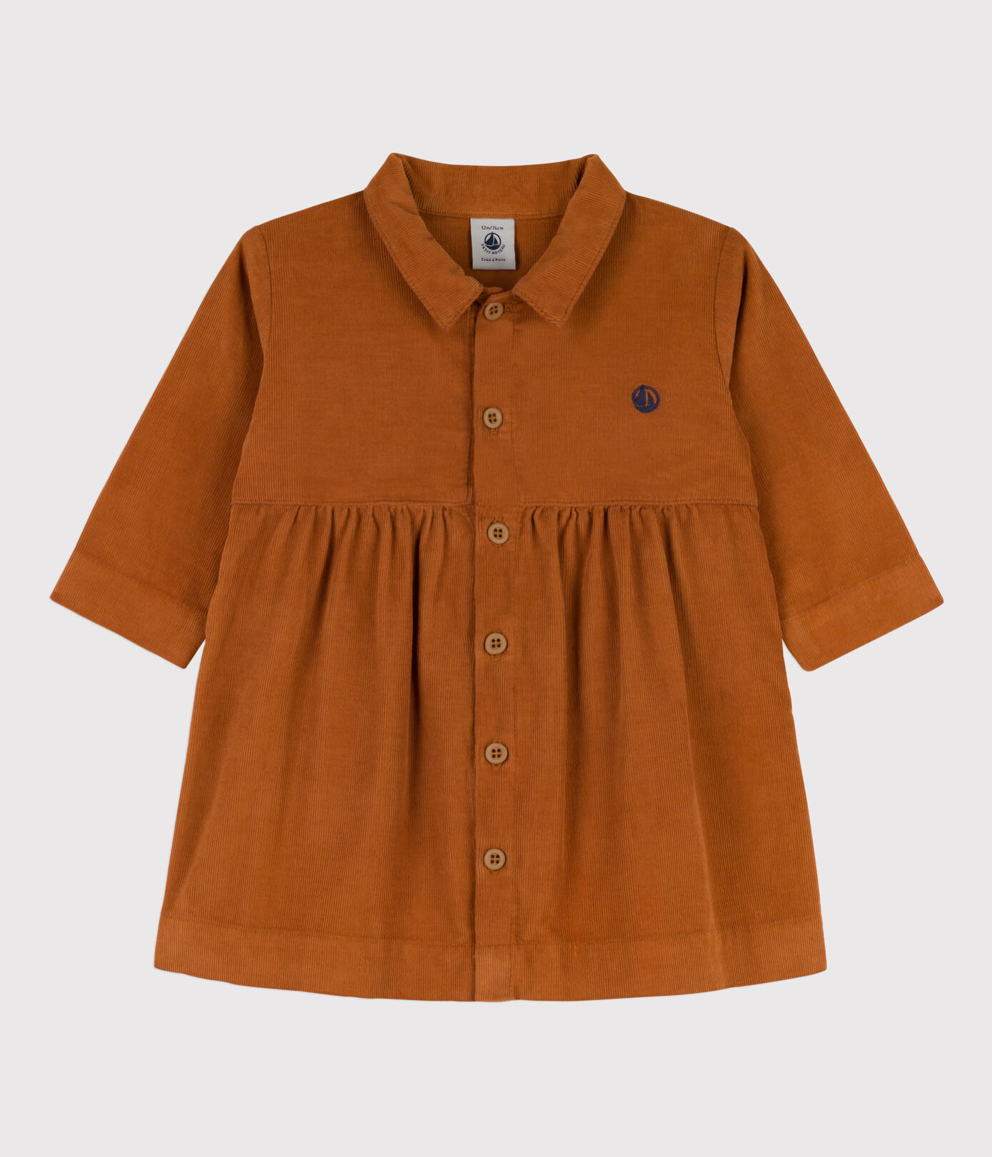 Robe manches longues bébé en velours fin