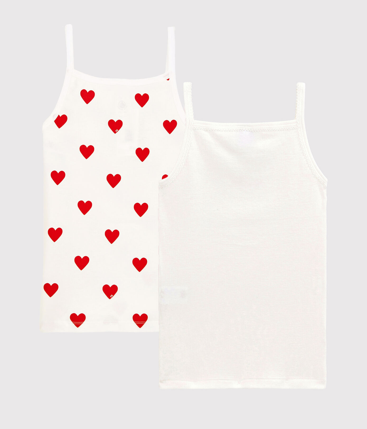 Lot de 2 chemises à bretelles cur petite fille en coton