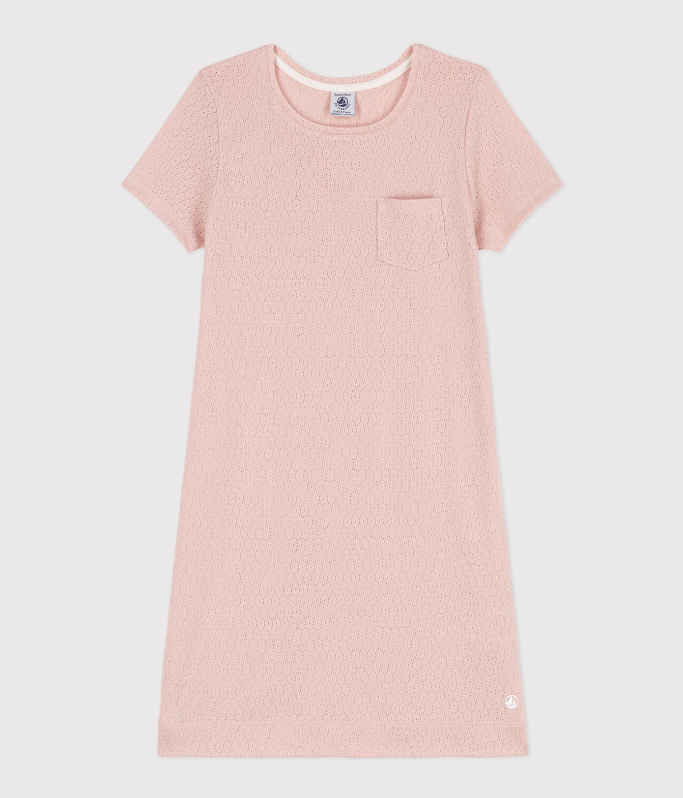 Chemise de nuit unie en coton ajouré petite fille