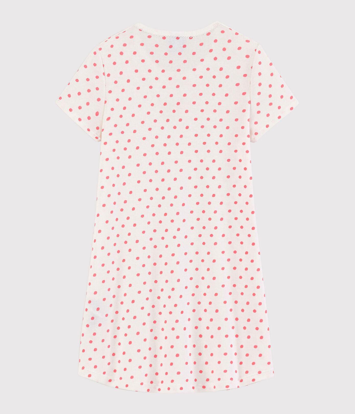 Chemise de nuit à pois roses petite fille en coton