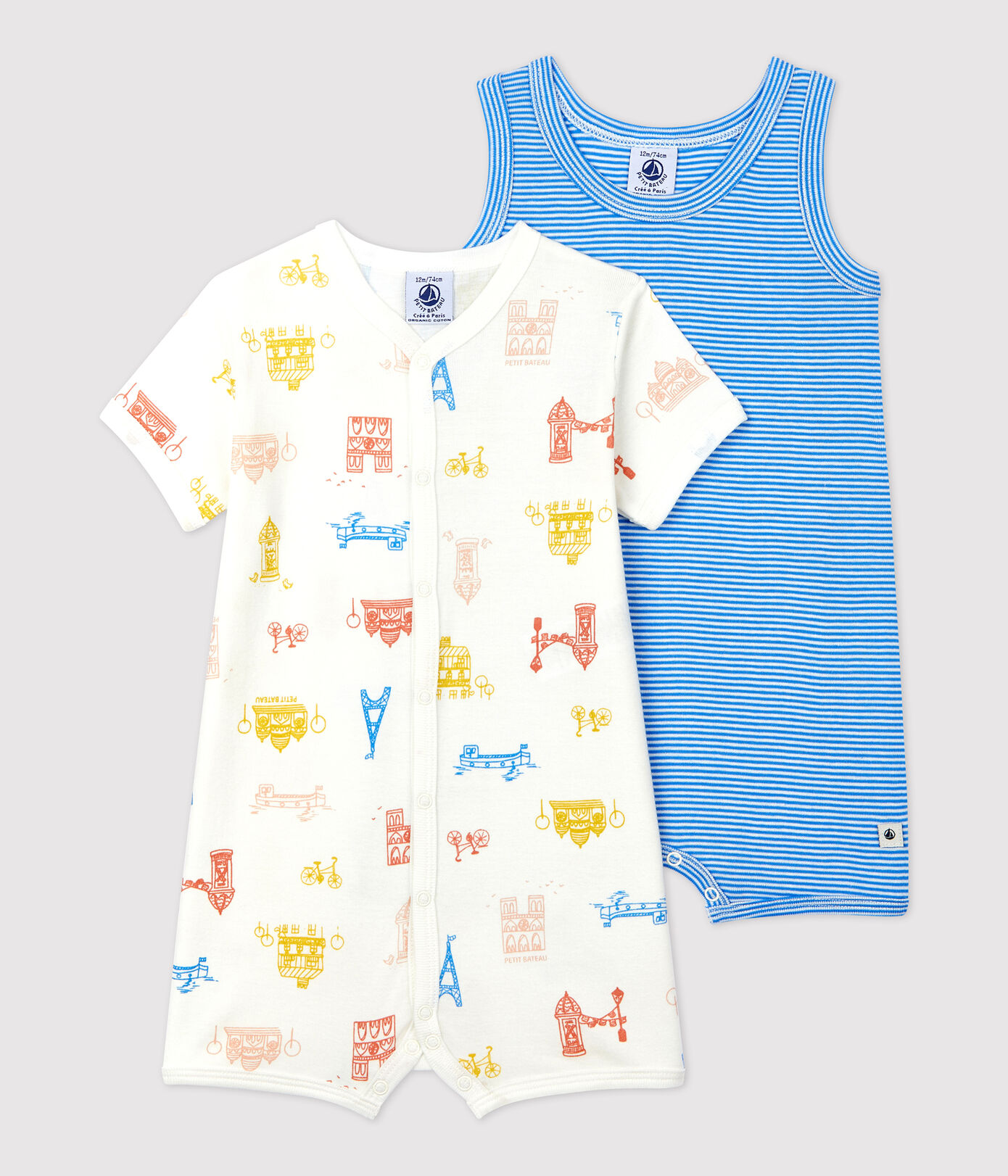 Lot de 2 combicourts Paris bébé en coton