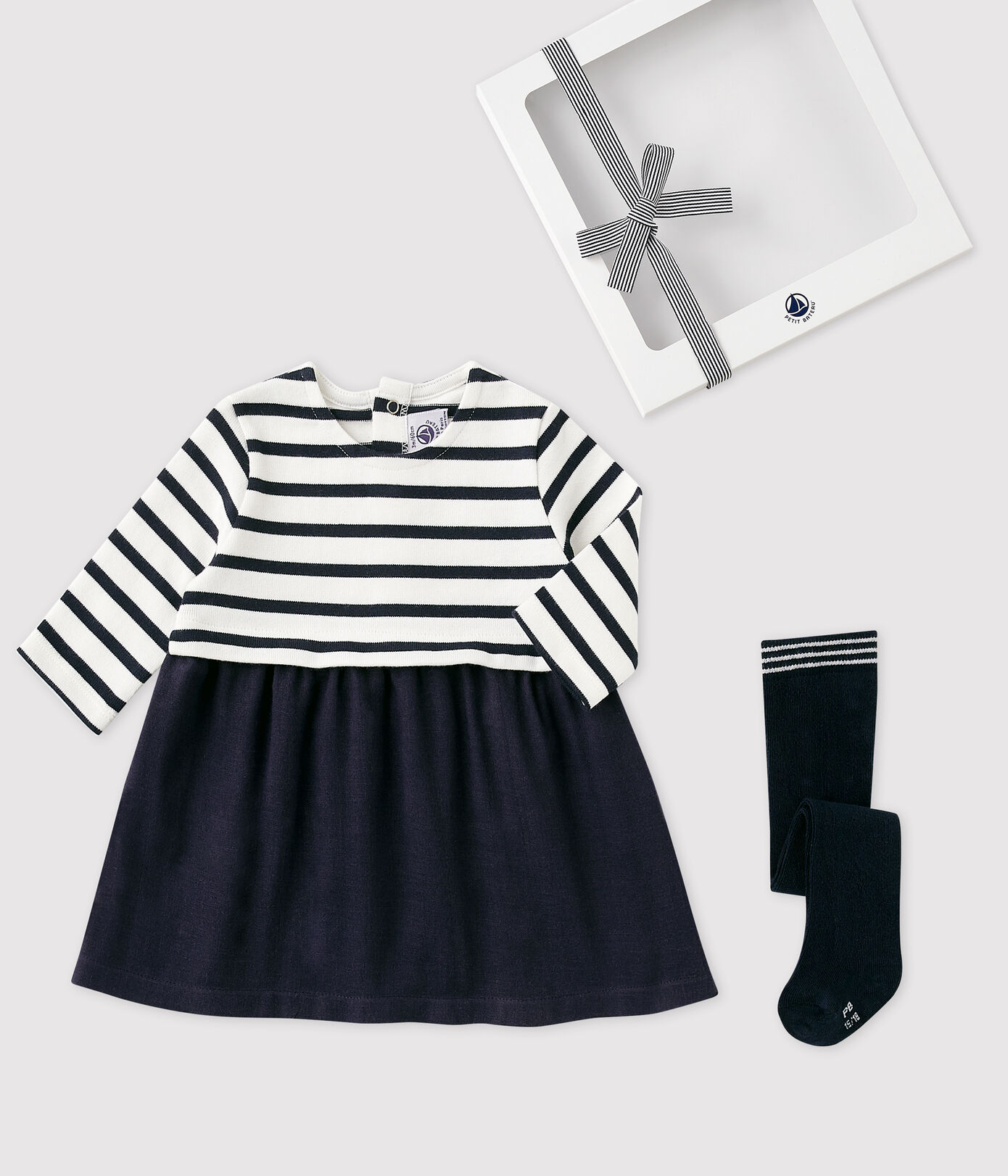 Coffret cadeau bébé robe et collants