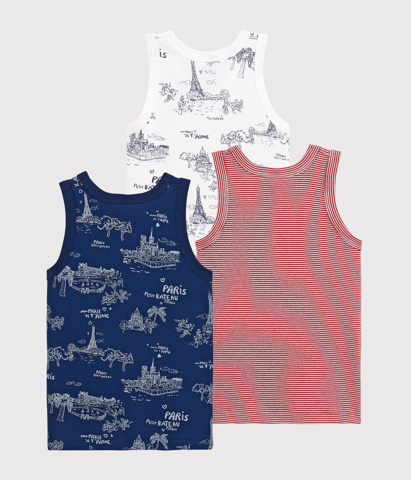 Lot de 3 débardeurs imprimé Paris petit garon