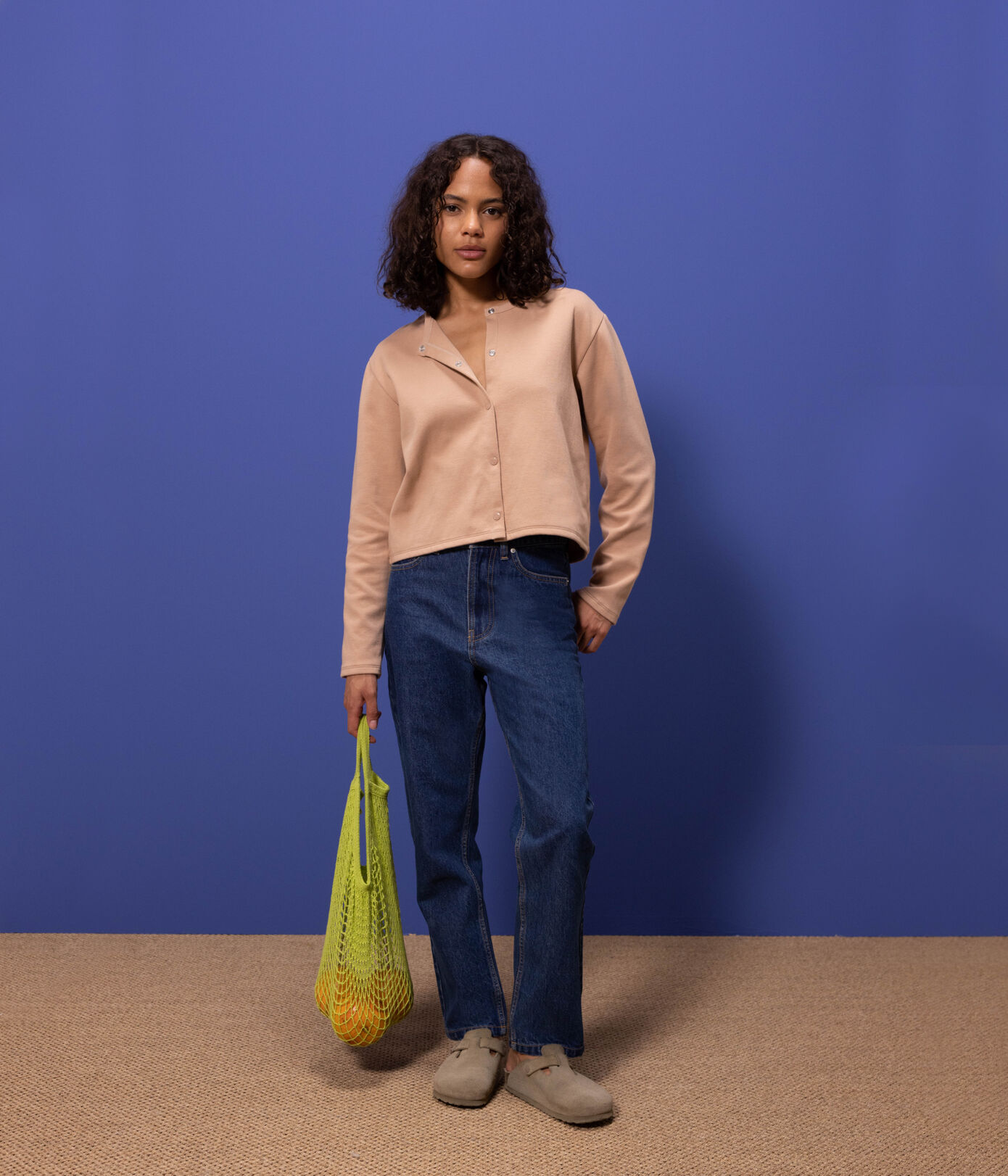 Cardigan à pressions en coton épais Femme