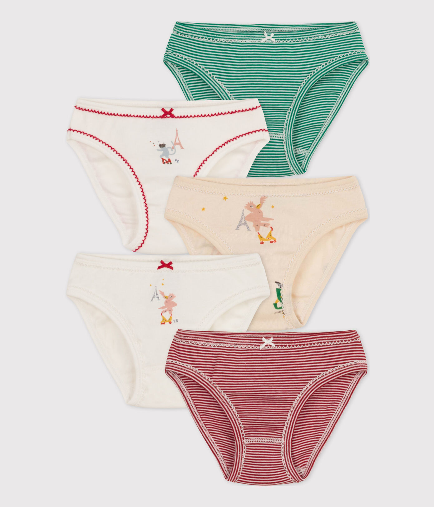 Lot de 5 culottes petite fille en coton dont une phosphorescente