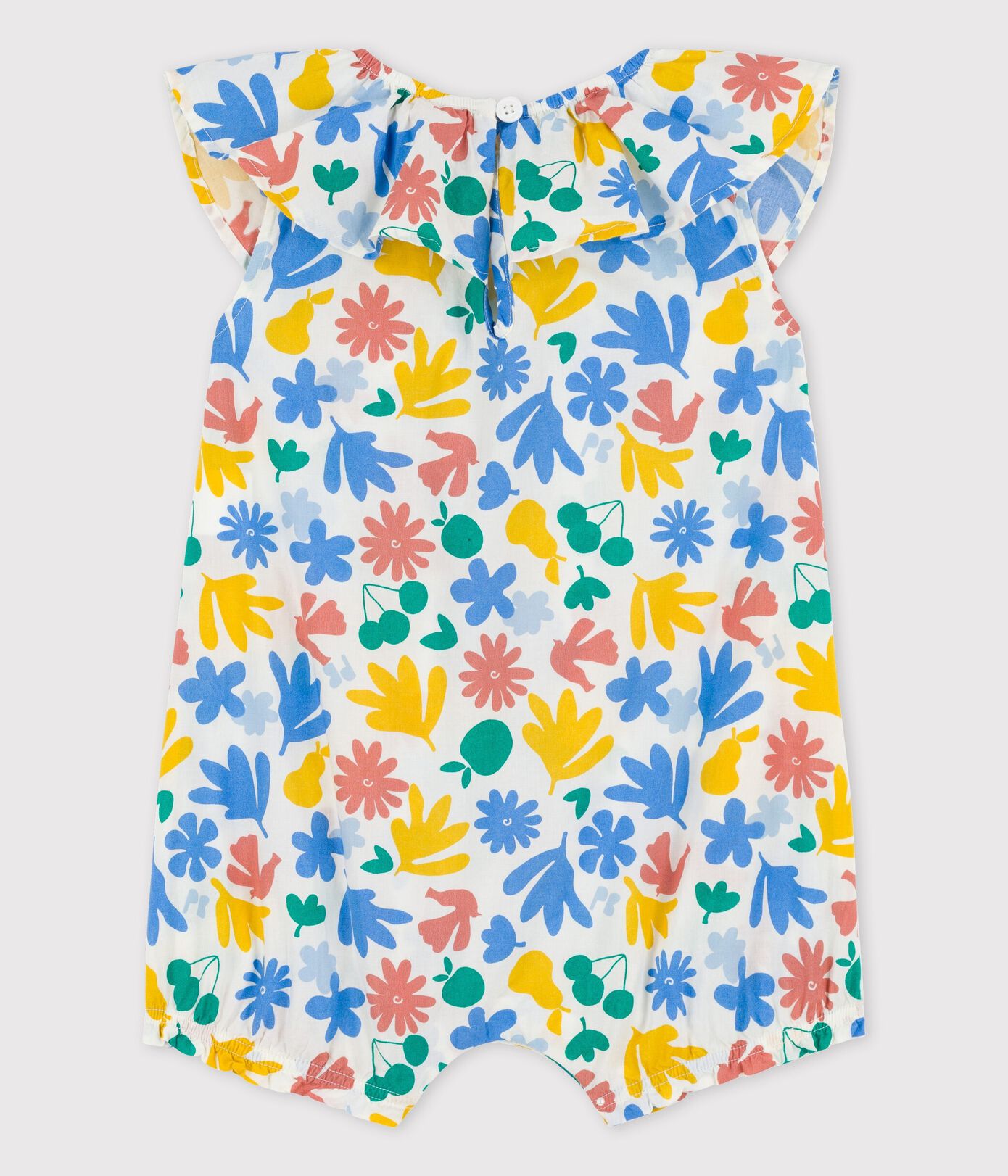 Combinaison courte imprimée fleuri en popeline bébé