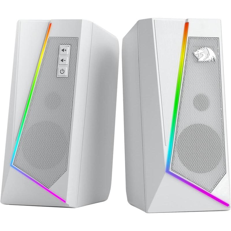 Redragon GS520 RGB Desktop Speakers, 2.0 Channel PC Computer Stereo Speaker with 6 Colorful LED Modes, Enhanced Sound and Easy-Access Volume Control, USB Powered w/ 3.5mm Cable