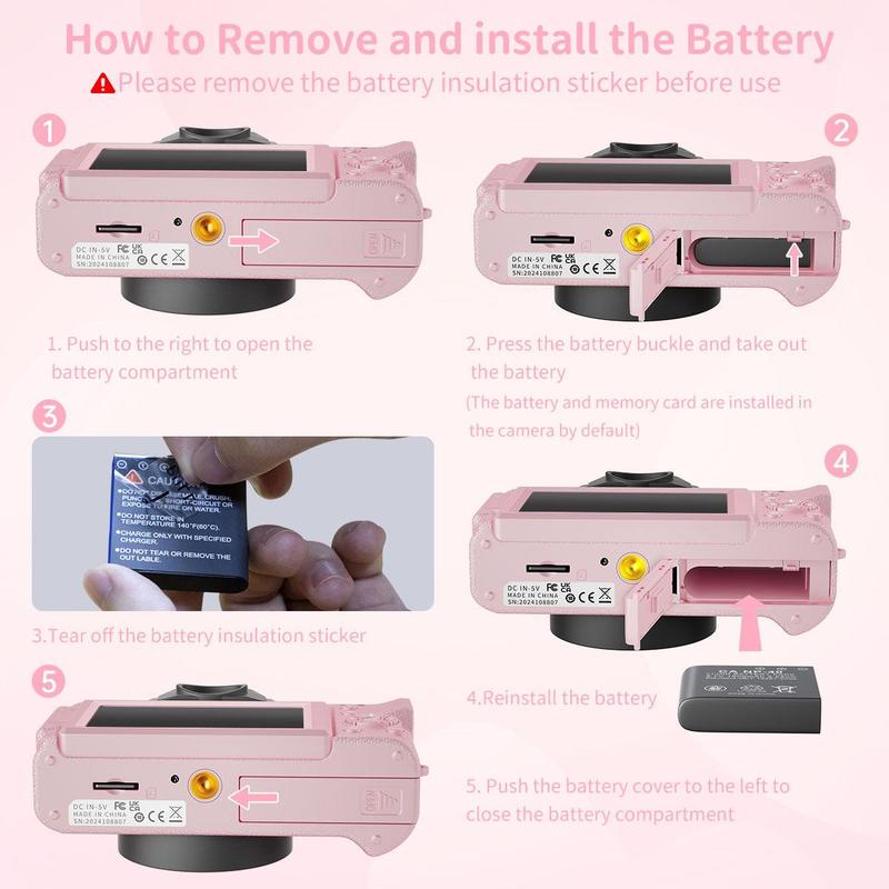 4K Digital Camera, 56MP Camera with 180° Flip Screen, Vlogging Camera, Autofocus Camera with 16X Digital Zoom, Wide Angle & Macro Lens Camera