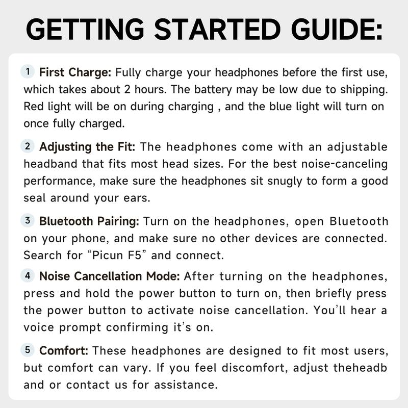 Picun F5 ANC Wireless Headphones, Bluetooth 5.4 Low-Latency, -35dB Noise Cancellation, Electronic Connection, Hi-Fi Audio, Custom EQ, Comfortable for Travel & Work Connection Electronic Headset