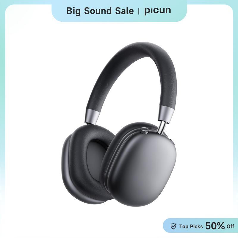 Picun F5 ANC Wireless Headphones, Bluetooth 5.4 Low-Latency, -35dB Noise Cancellation, Electronic Connection, Hi-Fi Audio, Custom EQ, Comfortable for Travel & Work Connection Electronic Headset