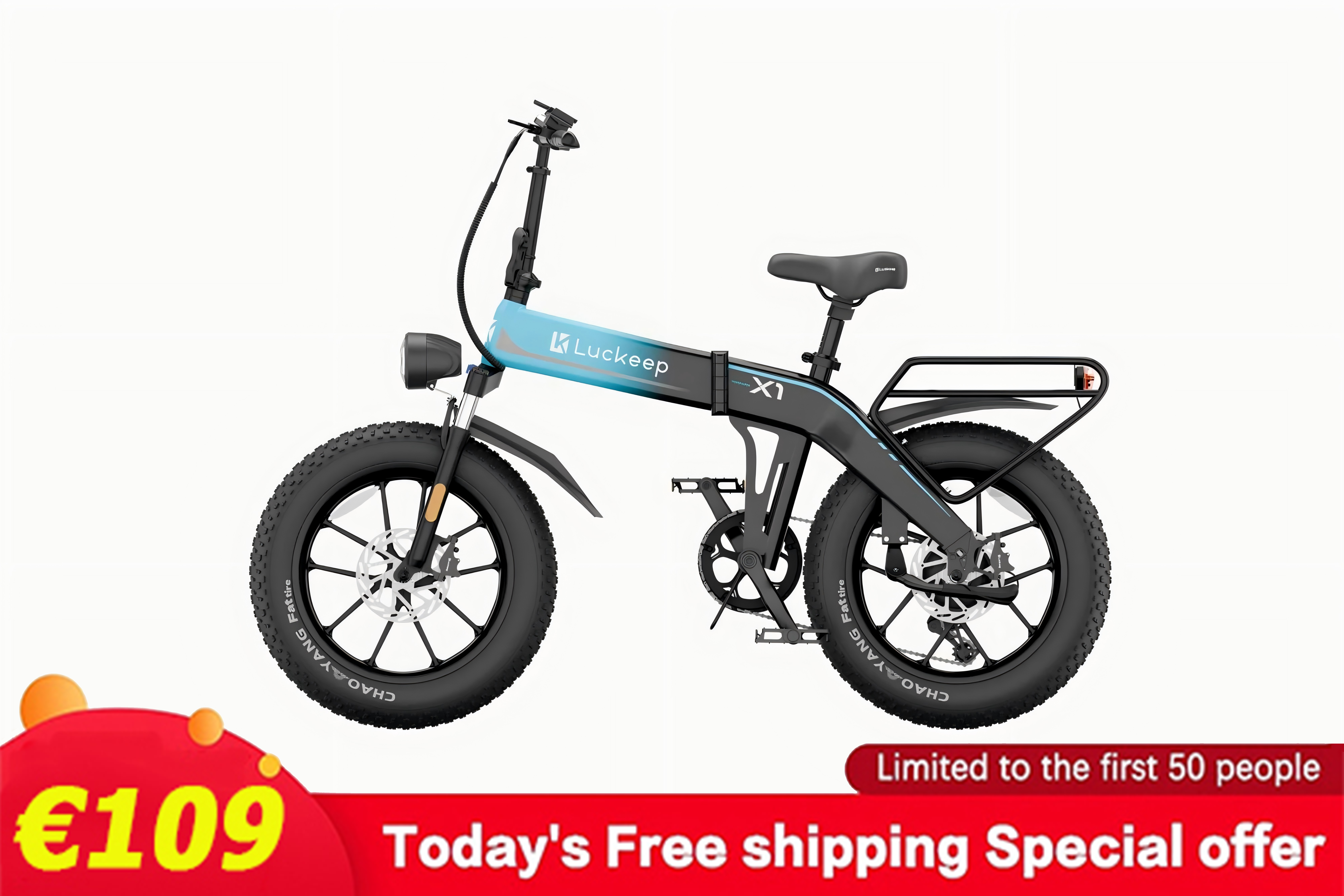 🔥 Luckeep X1 Folding eBike｜1200W Motor｜48V15Ah Battery｜28 MPH (45 km/h) Top Speed｜Long Range｜Off-Road｜Compact & Foldable