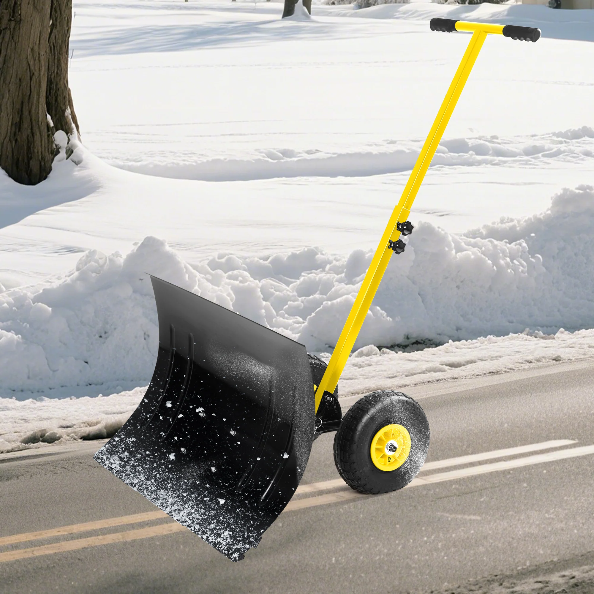Snow Shovel with Wheels,29.1 in w x 14.2