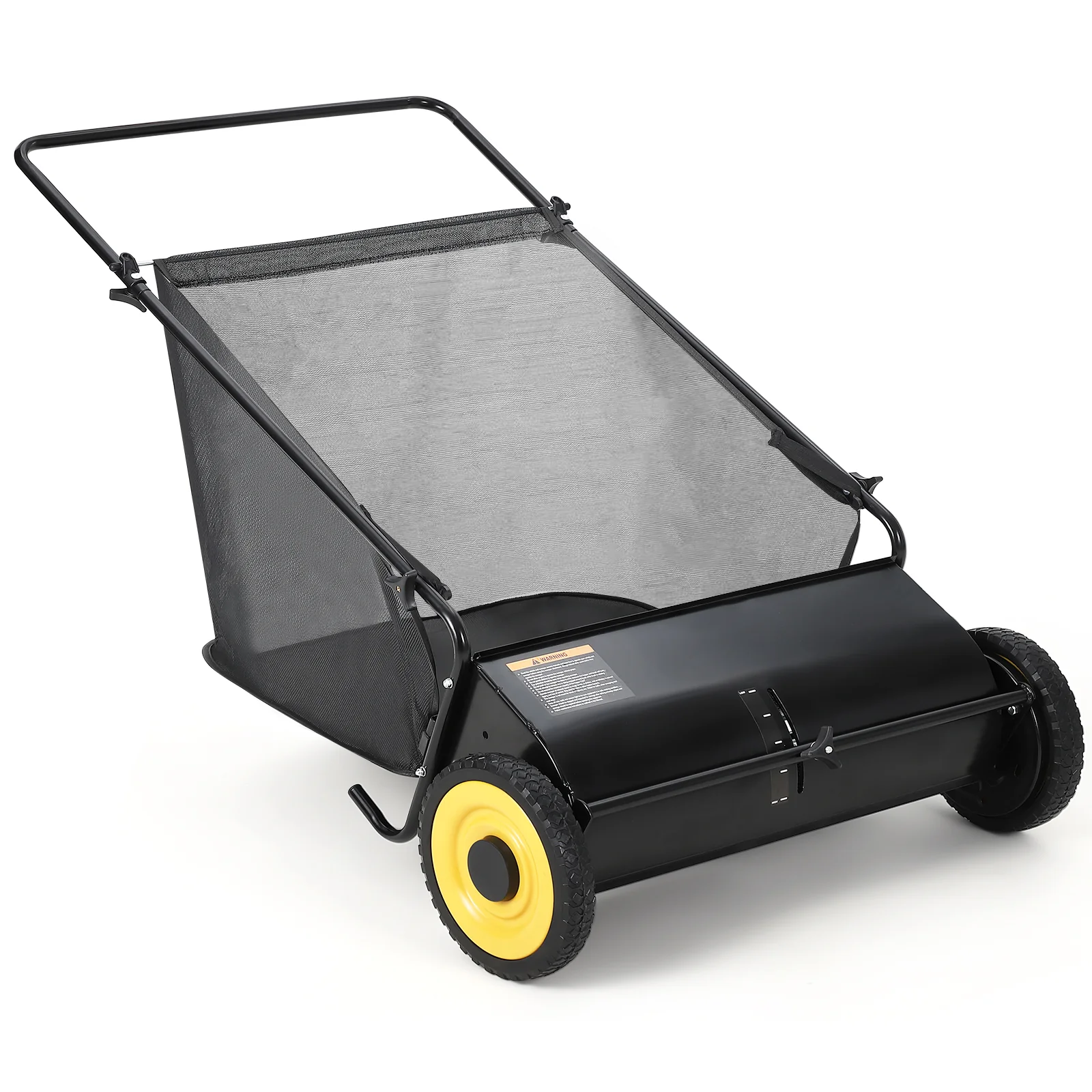 Garvee 26-Inch Push Lawn Sweeper with 7 cu.ft. Hopper, 4 Rotating Brushes, Adjustable Height, Durable Steel Frame & Rubber Wheels
