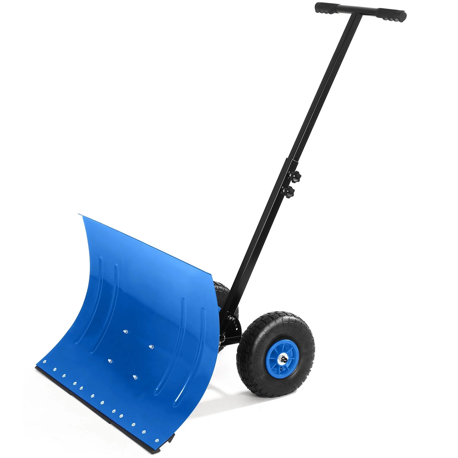 Garvee Snow Shovel with Wheels Heavy Duty Snow Pusher Ergonomic Handle Adjustable Angle & Height Polypropylene Blade Anti-Skid Wheels for Driveway and Pavement