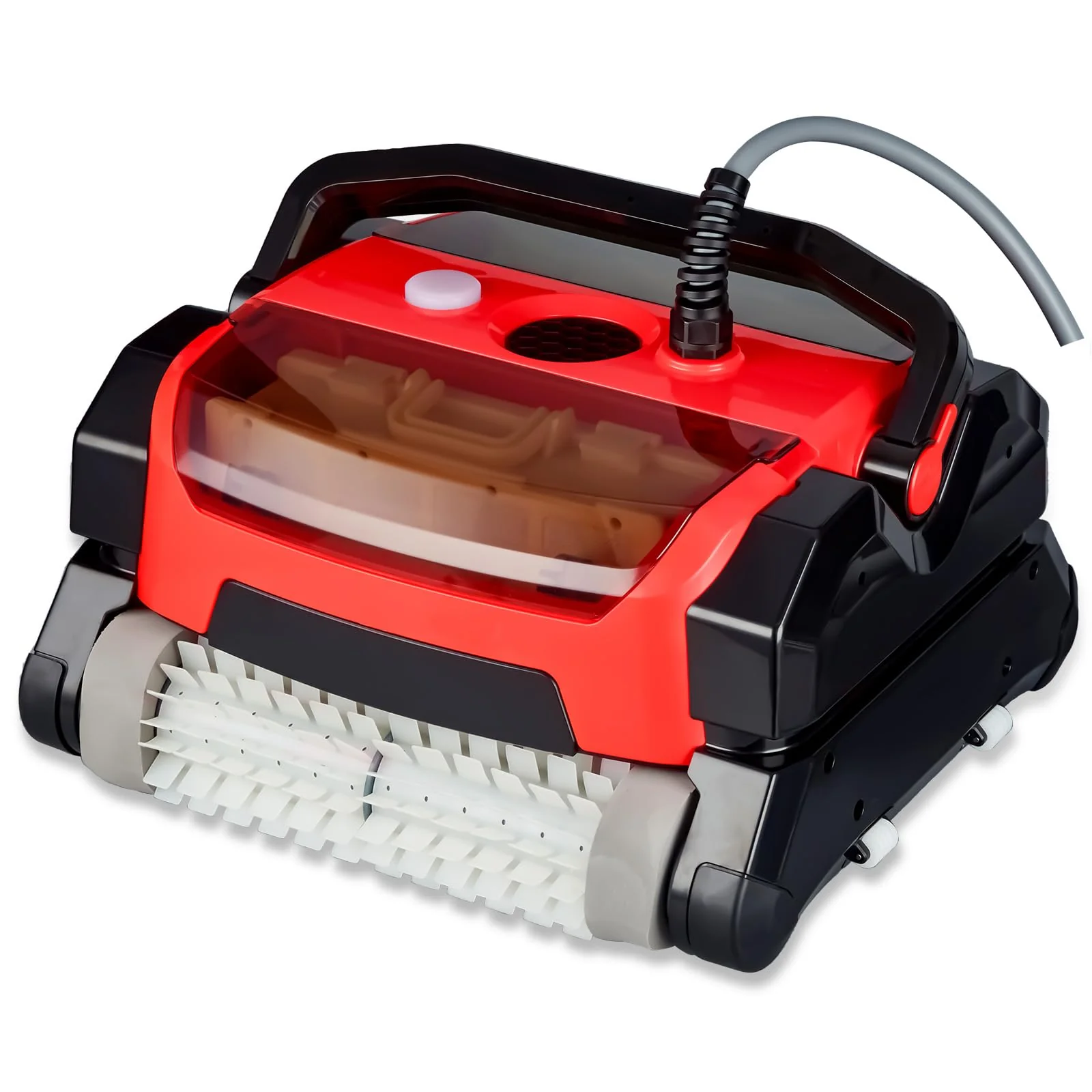 Garvee Robotic Pool Vacuum Cleaner: 130W, Waterline Cleaning, Wall Climbing Capability, Top Load Filters, for Above/In-Ground Pools Up to 30FT-Red