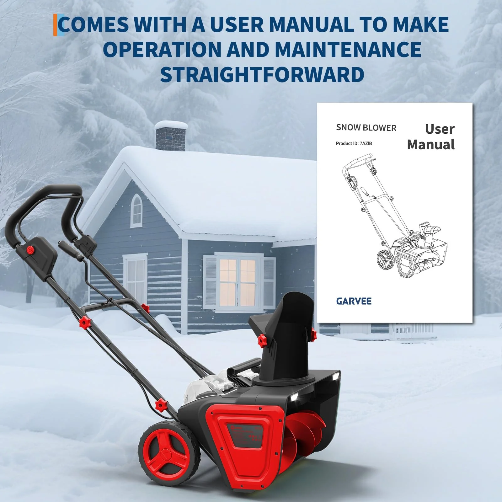 Garvee Cordless 20-Inch 40V Snow Blower with 4.0Ah Battery, 25 Ft Throw Distance, 180° Adjustable Chute, Lightweight & All-Terrain Tires, Safety Trigger, Driveway & Lawn Use