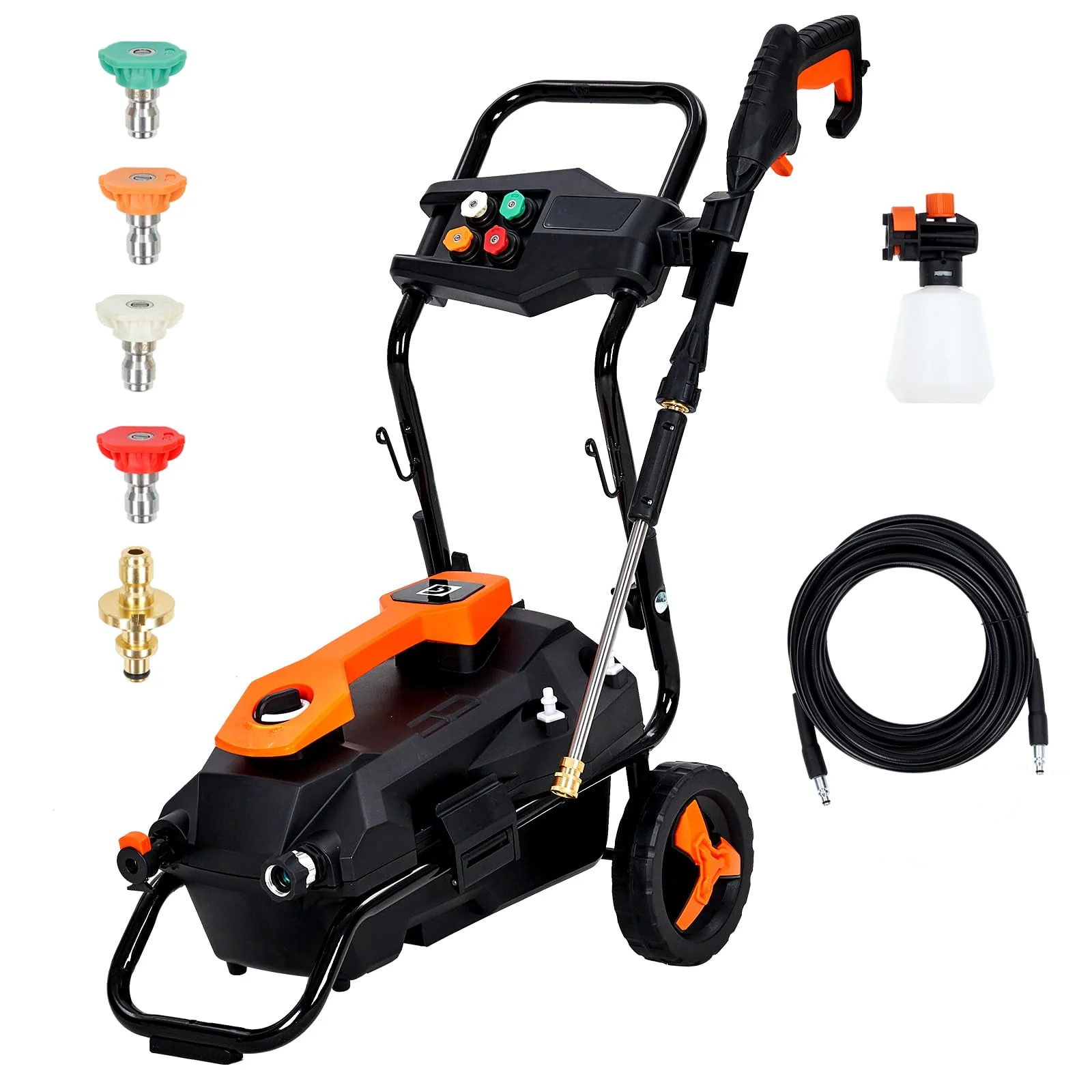 Garvee Electric Pressure Washer 1950 PSI and 1.5 GPM, 4 Nozzle Tips 25ft Hose with 400ML Onboard Soap Tank, High Pressure Washers for Cars Fences Driveways Homes Patios