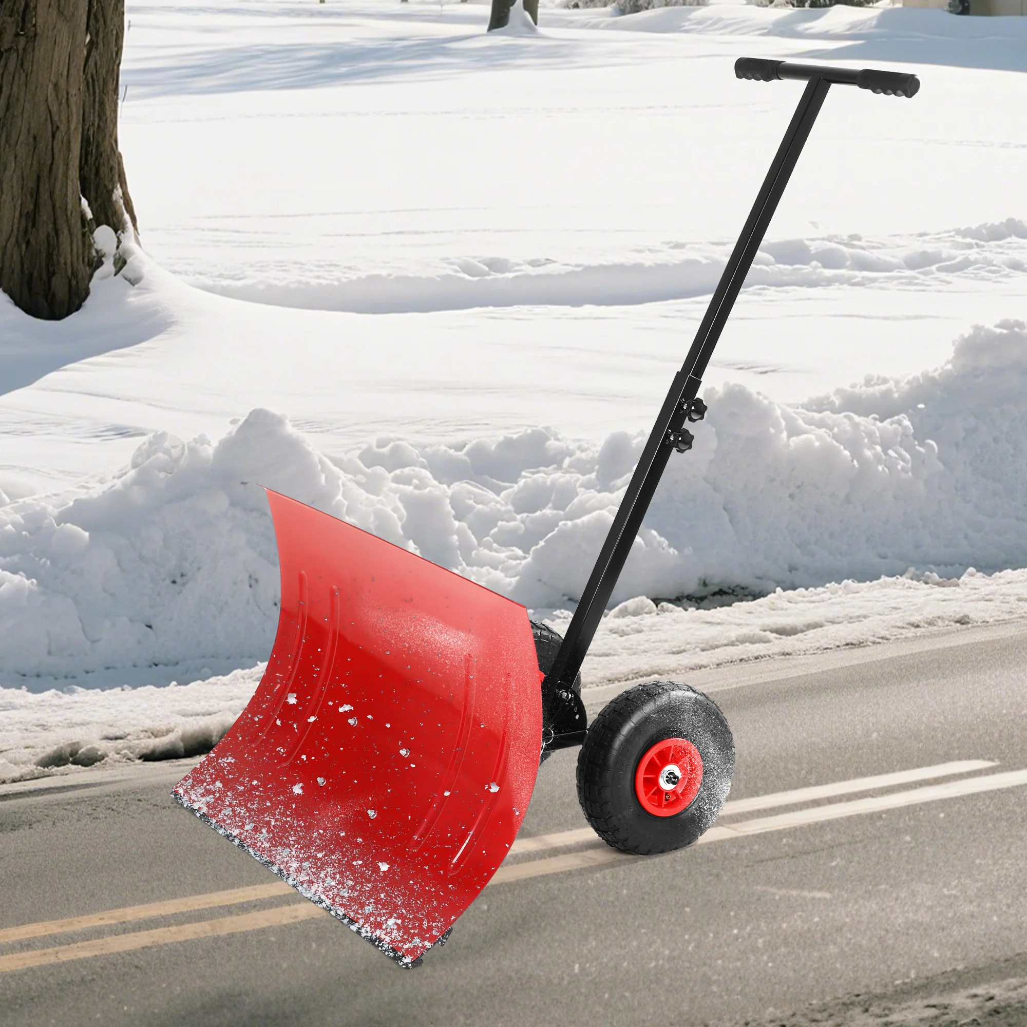 Snow Shovel with Wheels,29.1 in w x 19.3
