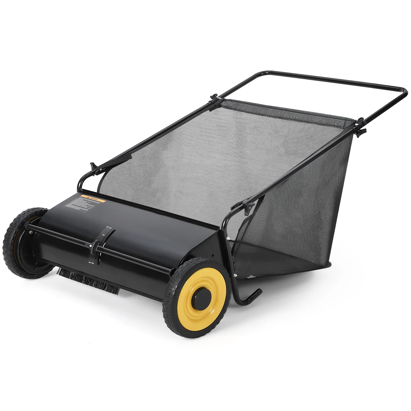 Garvee 26-Inch Push Lawn Sweeper with 7 cu.ft. Hopper, 4 Rotating Brushes, Adjustable Height, Durable Steel Frame & Rubber Wheels