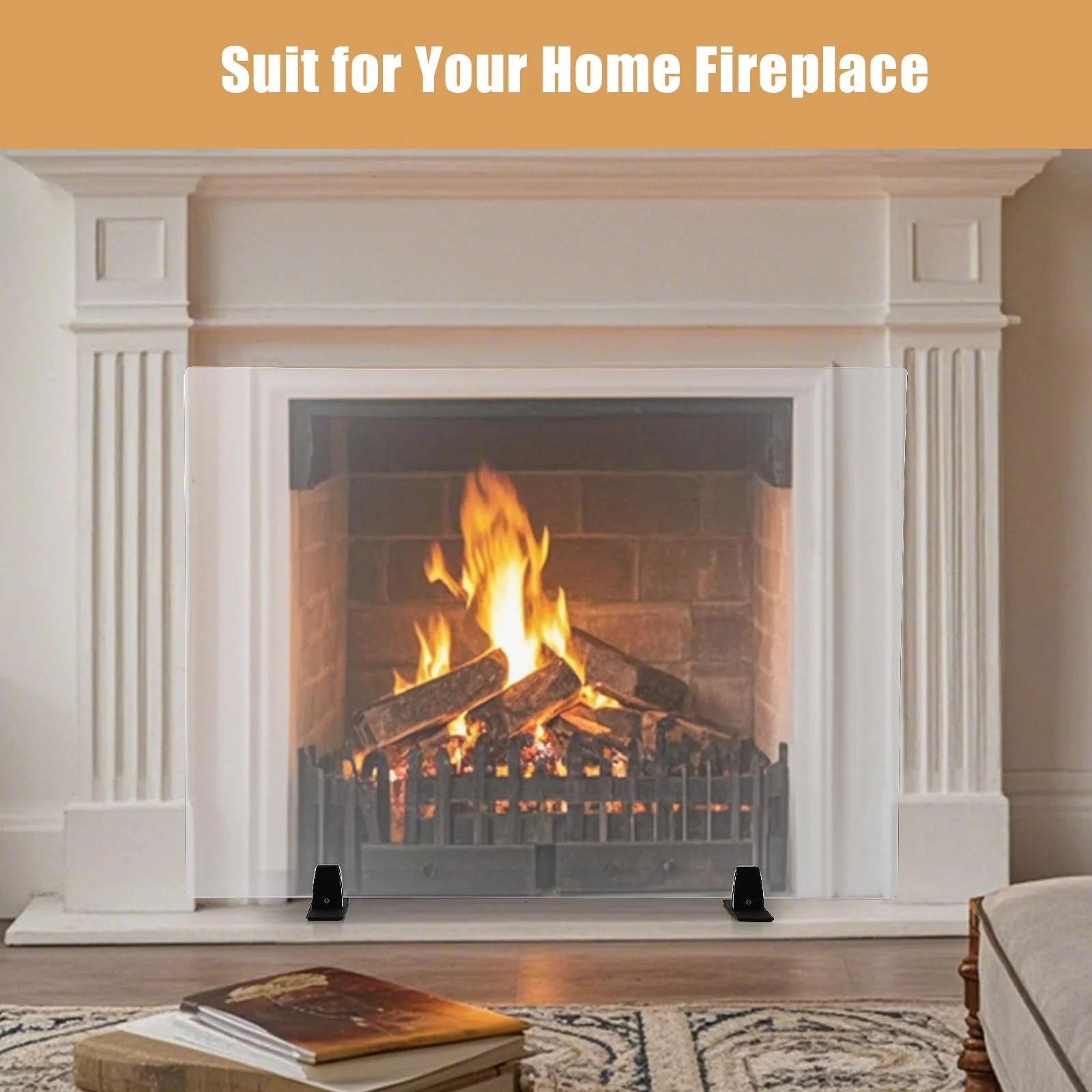 Garvee Tempered Glass Fireplace Screen - 26