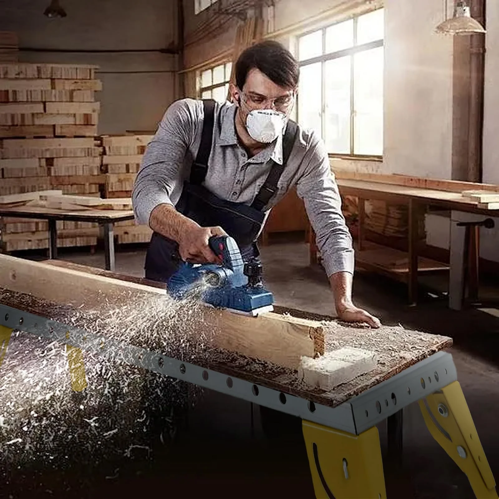 Garvee 44x21 Inch Welding Table, 500LBS Capacity Folding Welding Workbench with Wheels, Adjustable Height Fabrication Table, 3 Tilt Angles Portable Fixture Table for Garage, Shop, Home