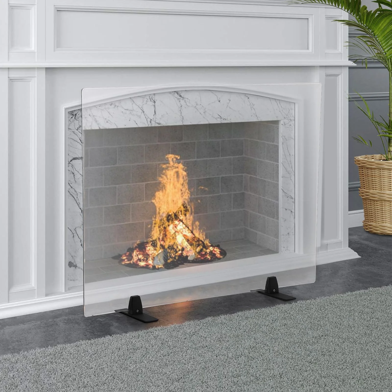 Garvee Tempered Glass Fireplace Screen - 29