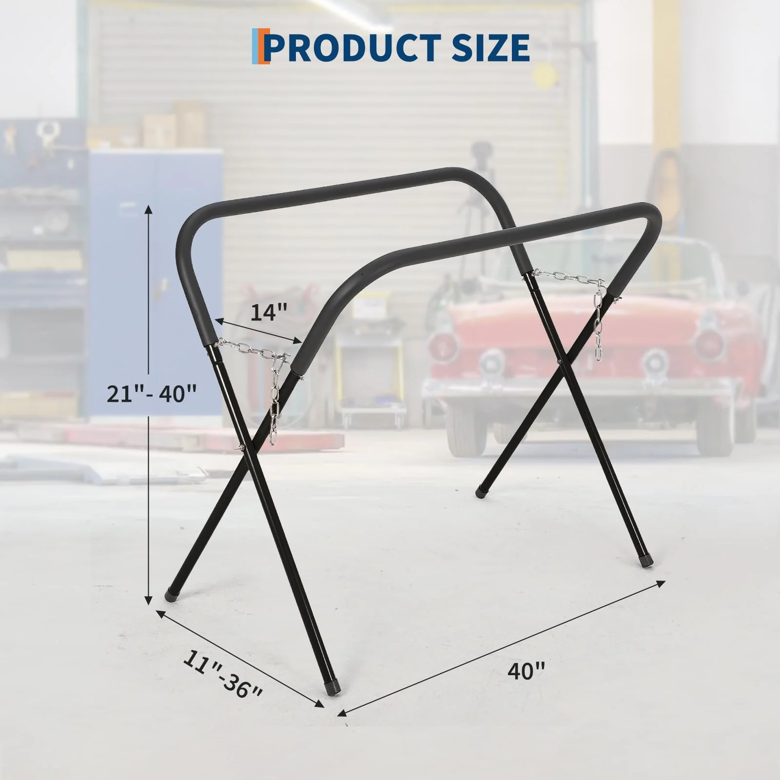 Garvee Folding Work Stand, 750 lbs Capacity, Portable Adjustable Workbench for Garage & Shop, Foldable, Yellow